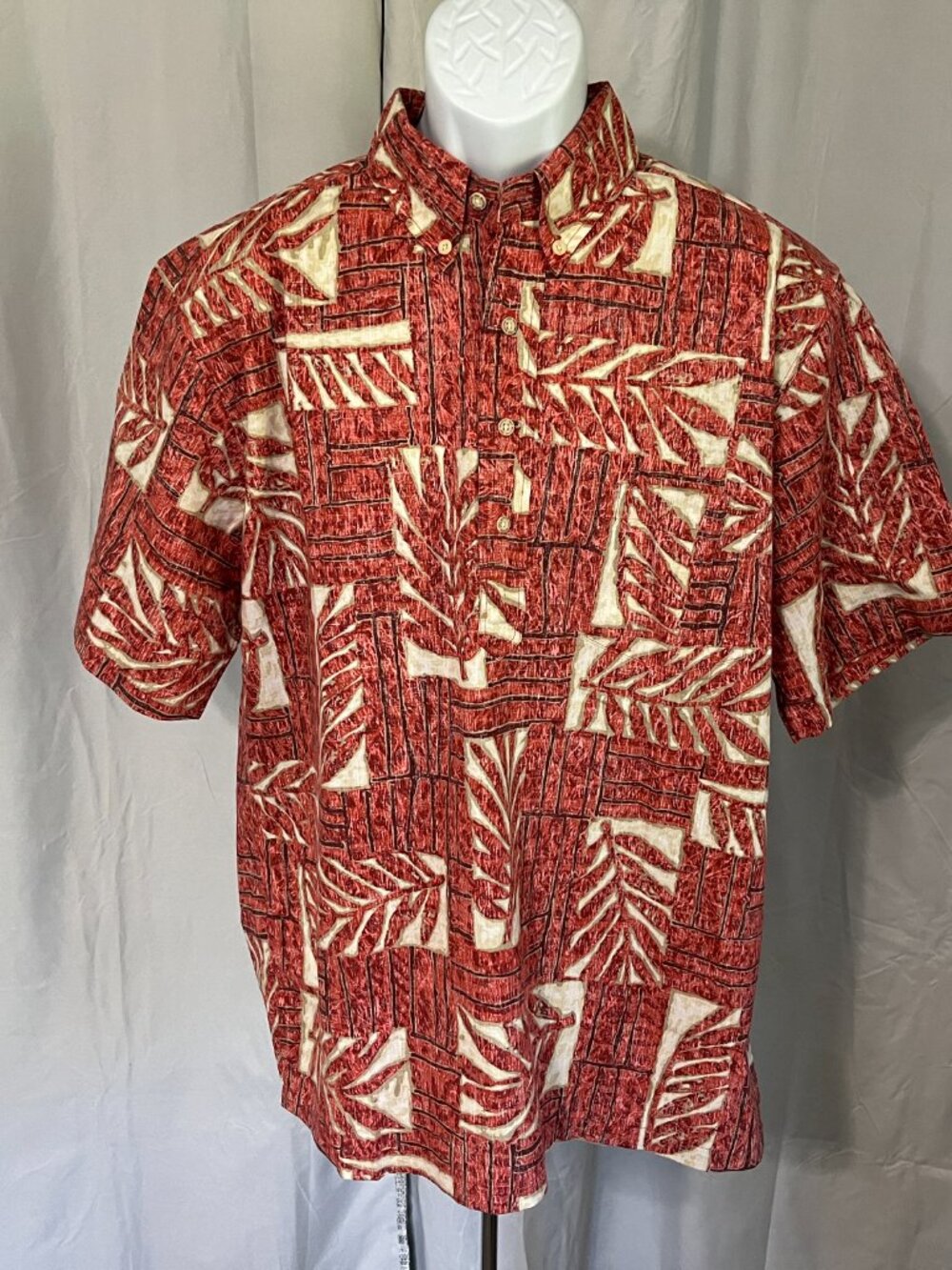 🔥 Reyn Spooner Men’s Red & Tan Reverse Print Polo Shirt – Large (L) – Mint Cond - Picture 2 of 7